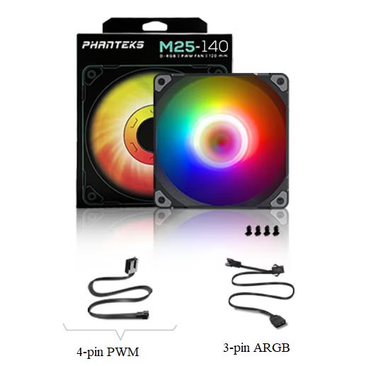 Phanteks M25-120 M25-140 120mm/140mm Fan PWM D-RGB ARGB Big Air Flow ...