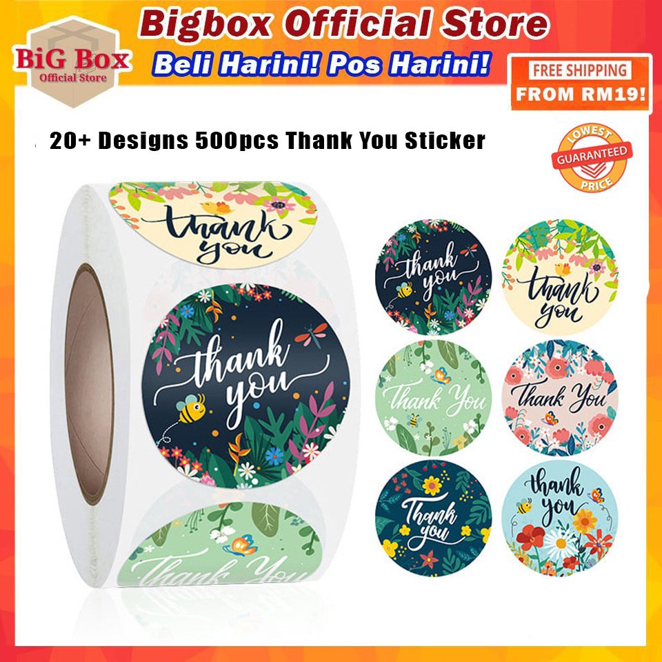 (500pcs) Thank You Sticker Seal Label Sticker Terima Kasih Box | Shopee ...
