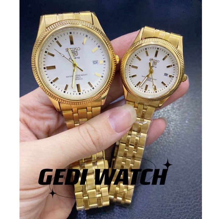 seiko stainless waterproof watch 24k Gold Plated with date | Shopee  Philippines