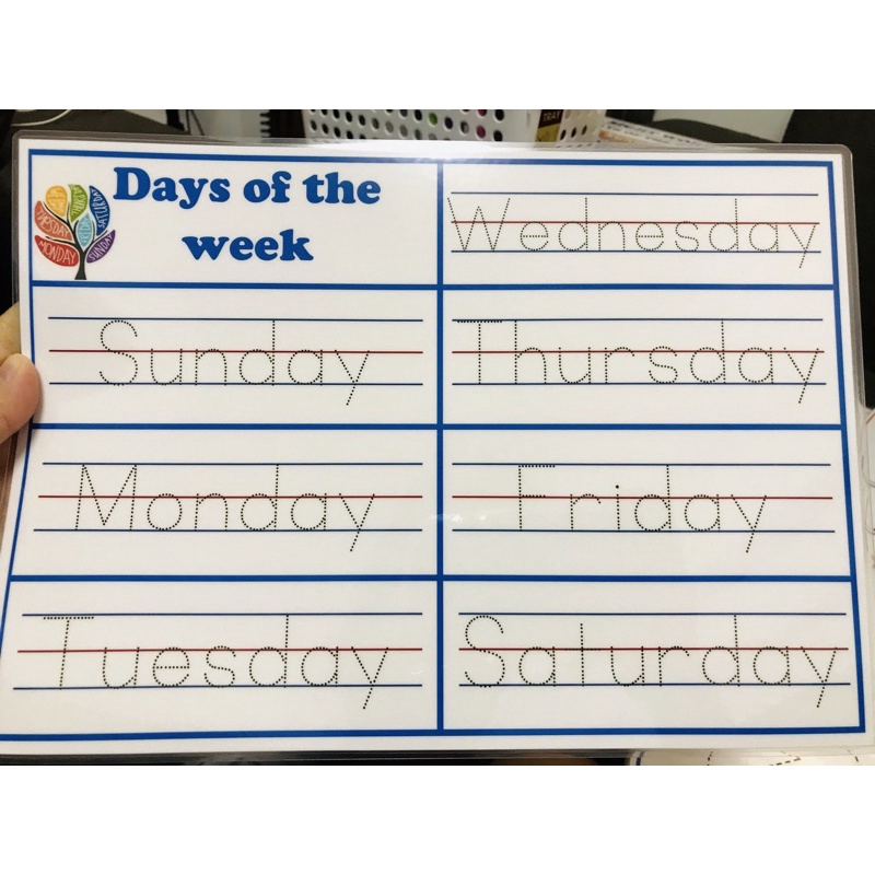 A4 Laminated Days of the week Tracing Reusable | Shopee Philippines