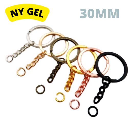 5 PIECES Split Rings With Chain 30mmx2mm Keyring Keychain Rosegold Gold ...