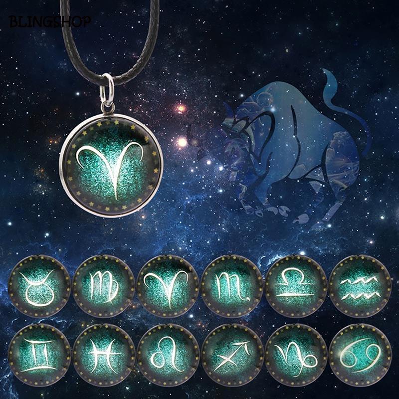 12 Constellation Glow In The Dark Zodiac Signs Necklace Absorbing ...