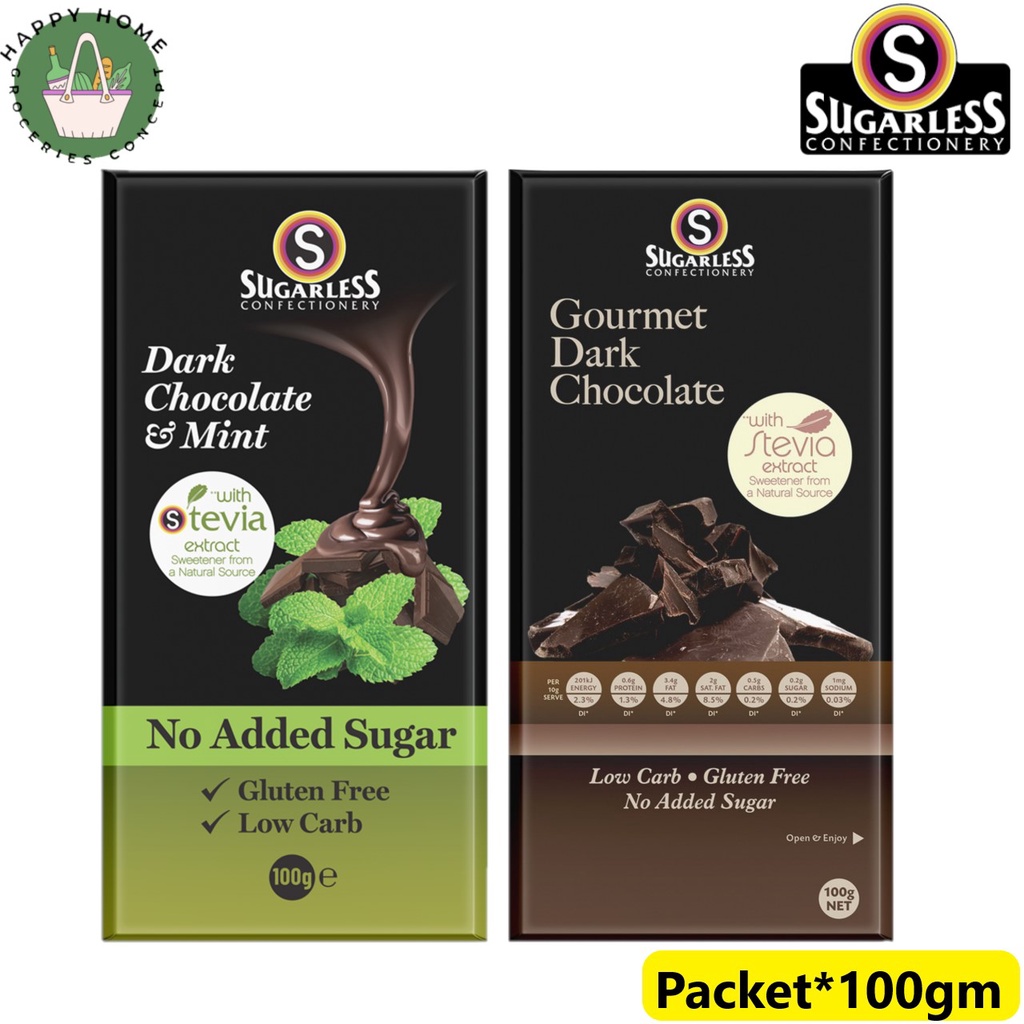 Sugarless Confectionery Chocolate Bar Mint/Gourmet Dark Chocolate