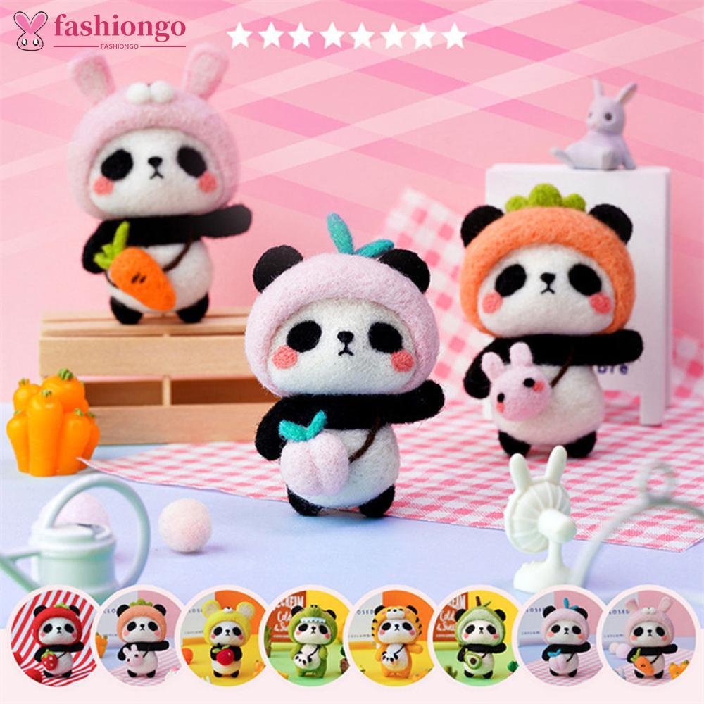 FASHIONGO NonFinished Lovely DIY Wool Felt Kit Panda Doll Handcraft