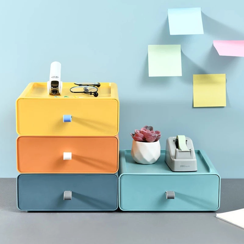 2PC Desktop Storage Box Makeup Organizer Drawer Type Jewelry Stationery