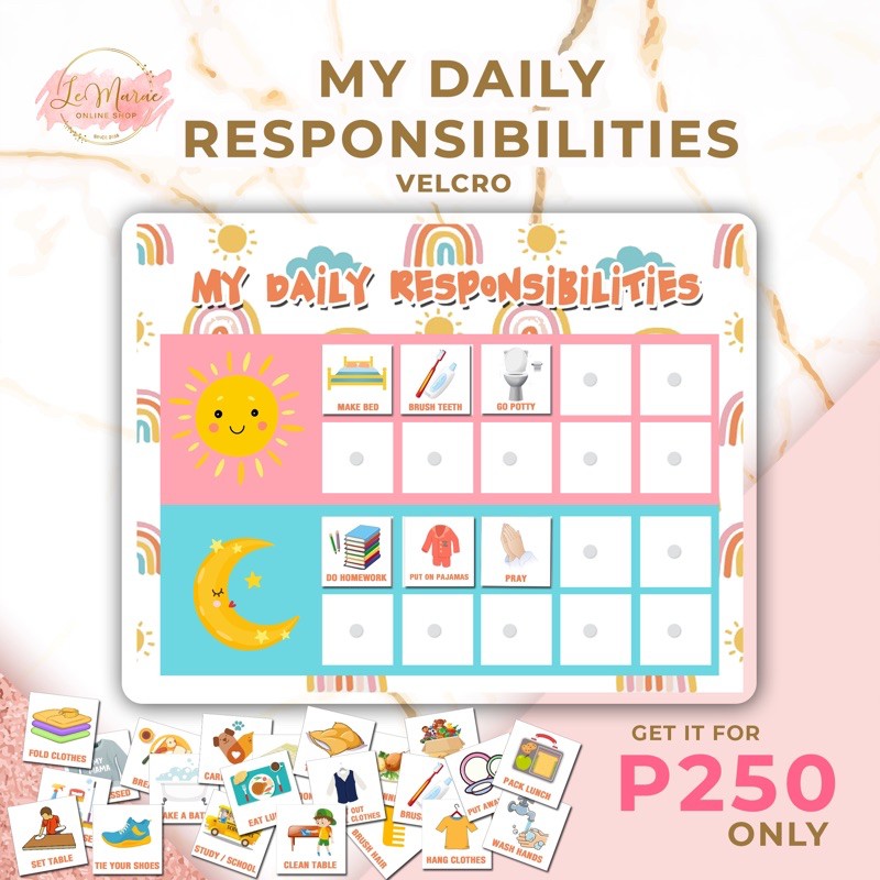 MY DAILY RESPONSIBILITIES ROUTINE CHART WEEKLY ROUTINE CALENDAR ...