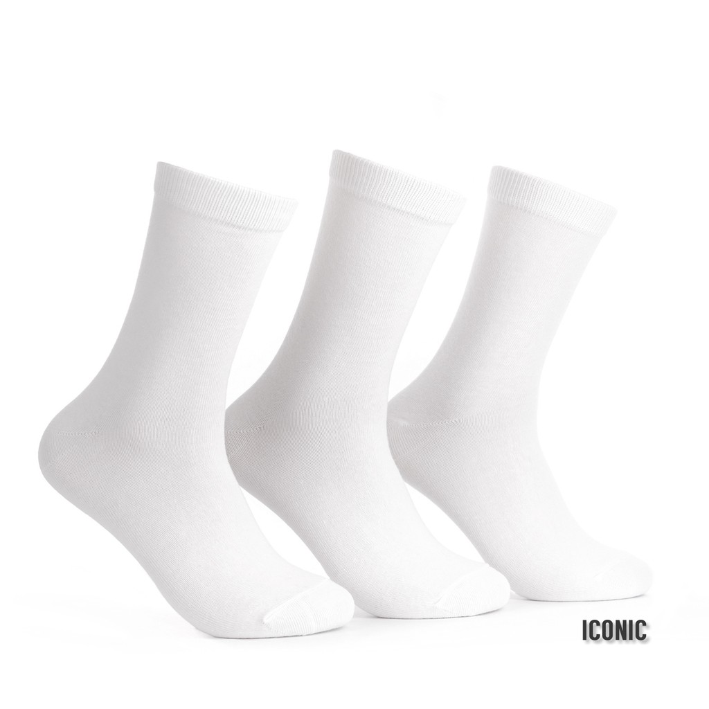 Iconic 3 in 1 Mens Basic Lifestyle Long Socks in White | Shopee Philippines