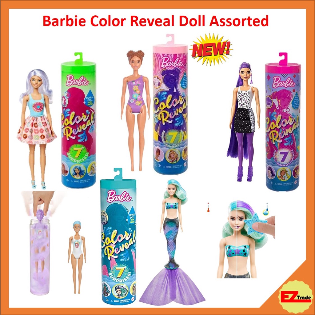 Mattel Barbie Color Reveal Doll with 7 Surprise: Water Reveals Doll’s ...