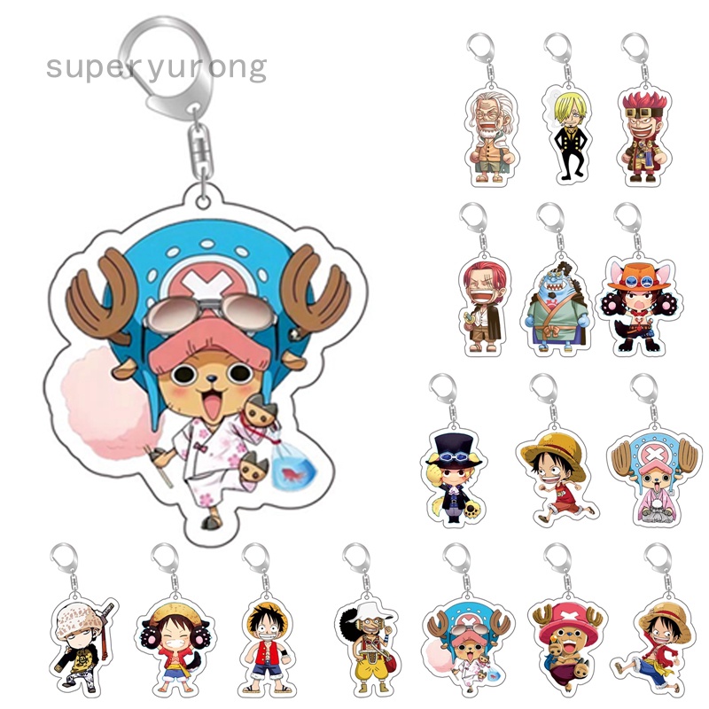 Anime One Piece Key Chain Key Holder Couples Keyring Acrylic Key Ring ...