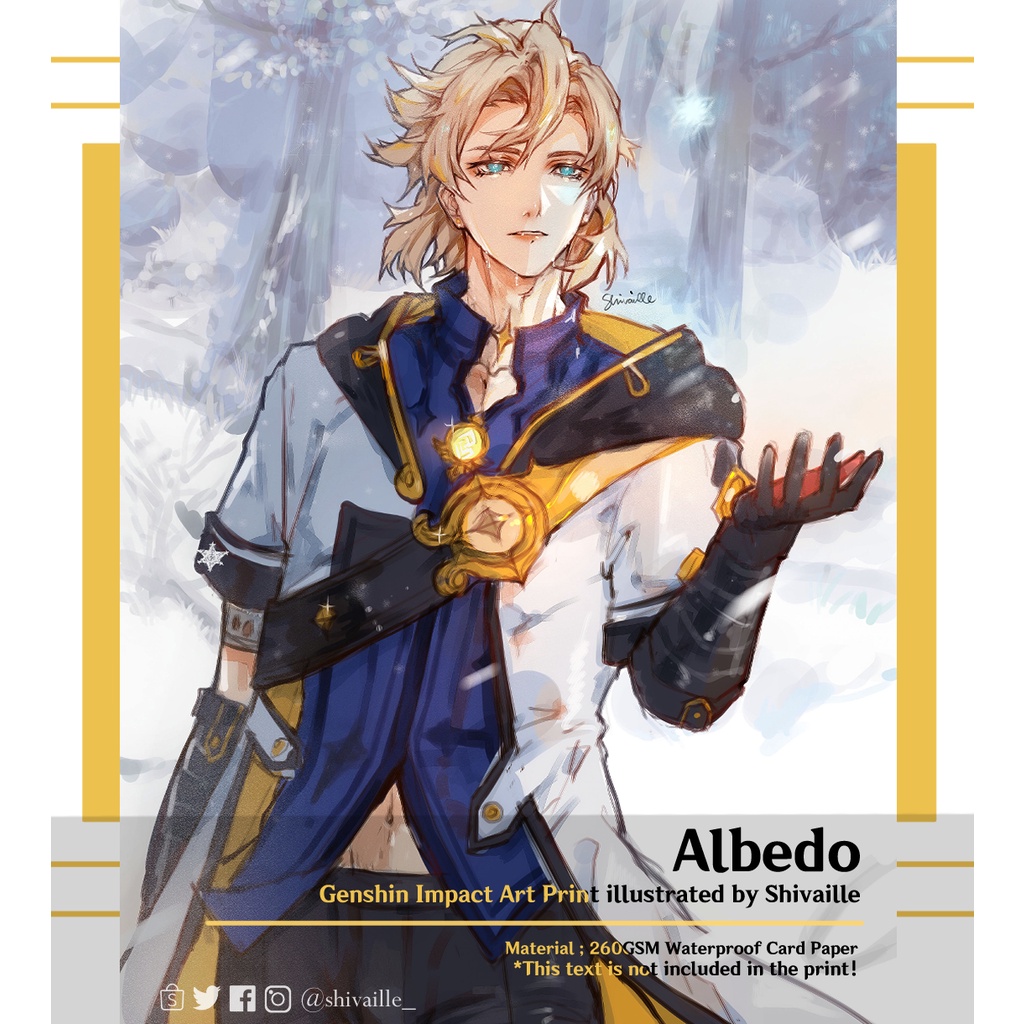 Albedo Story Holographic Art Print Genshin Impact By Shivaille Shopee Philippines 