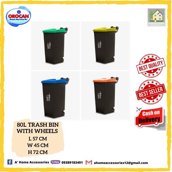 Orocan Trash bin with Wheels 80 Liters Shopee Philippines