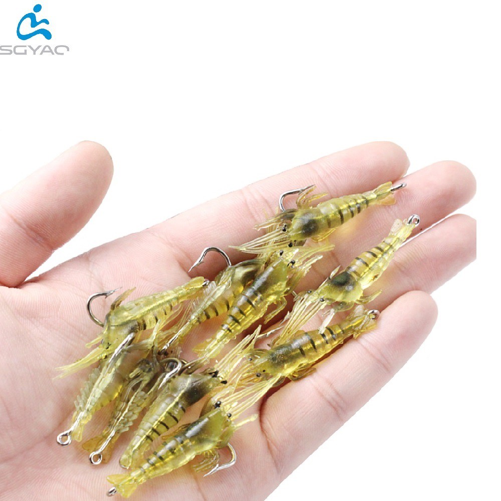 1Pcs Luminous Fishing Lure 1.3g/5cm Soft Shrimp Bait Artificial