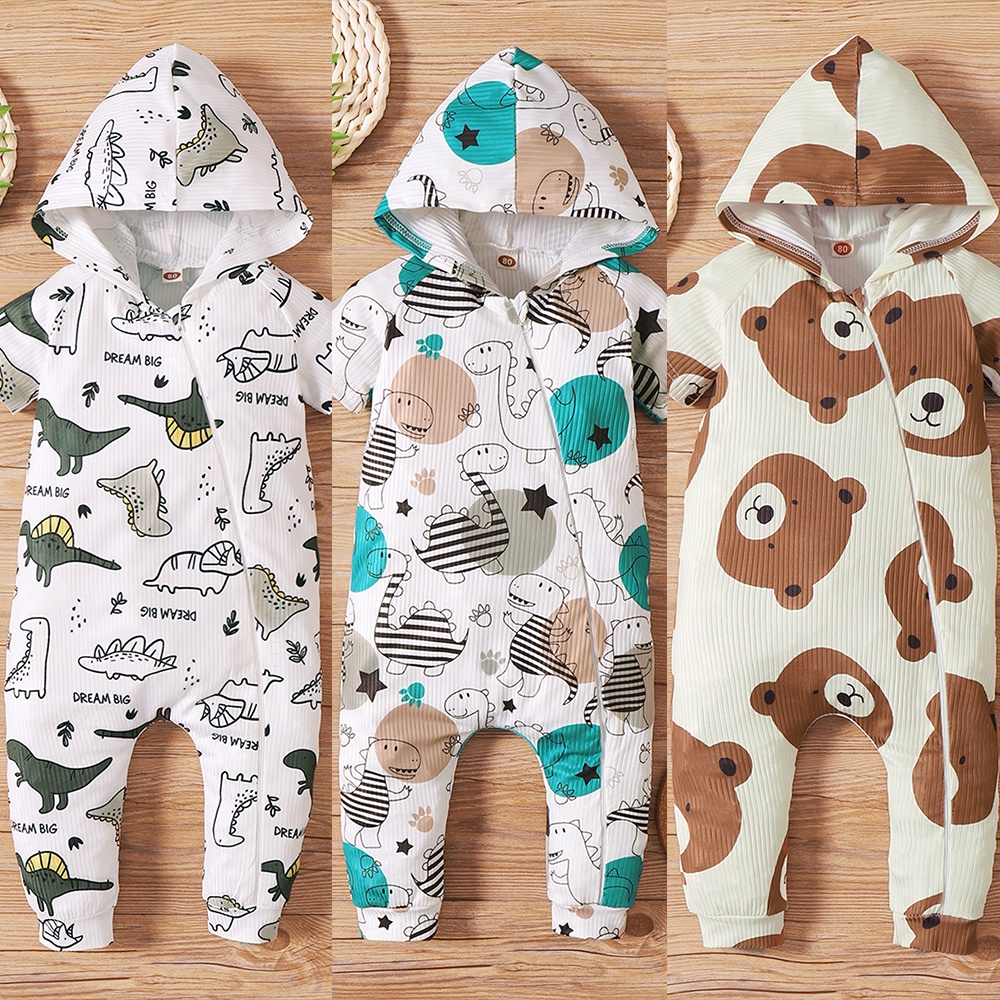 Mikrdoo Baby Boy Hooded Romper for 018 Months Jumpsuit Set Shopee