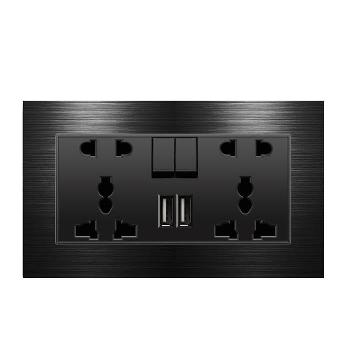 YSWL Universal Outlet Modern Wall Socket 2 Gang with USB LED Light ...