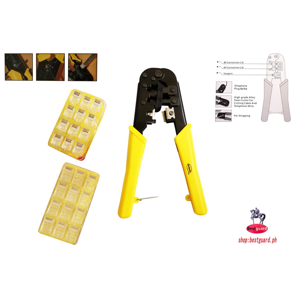 Bestguard C6861 2 In 1 Modular Telephone Plug Crimper Telephone Phone ...