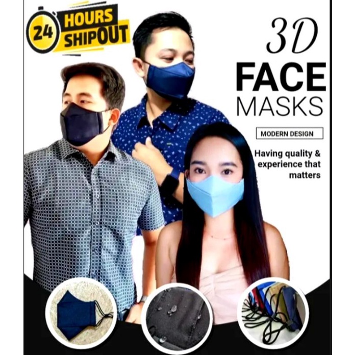 3D Face Mask | Washable 3ply | Water Resistant Fabric | Nonwoven filter ...