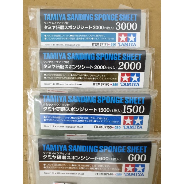 TAMIYA SANDING SPONGE SHEET ( 600, 1500, 2000 & 3000 ) Shopee Philippines