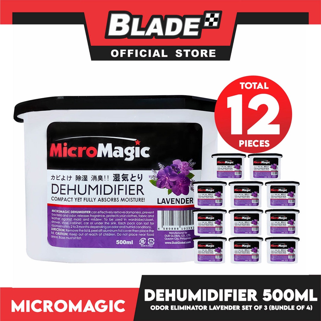 12pcs Micromagic Dehumidifier 500ml (Lavender) Eliminates Musty Odor