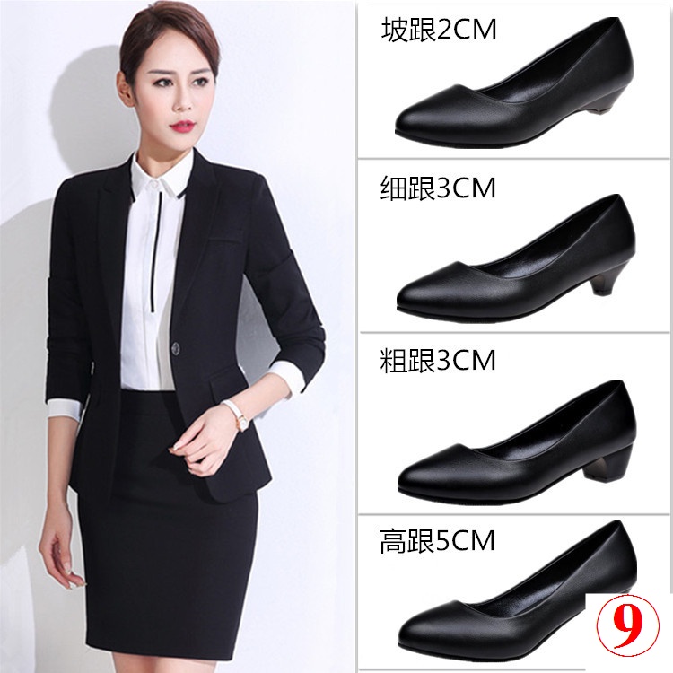 Soft leather painless work shoes] working shoes women black single