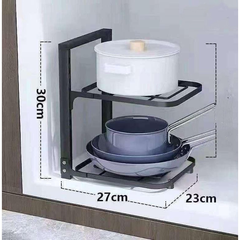 Kitchen Pan Organizer Pot Rack Adjustable Under Sink Countertop