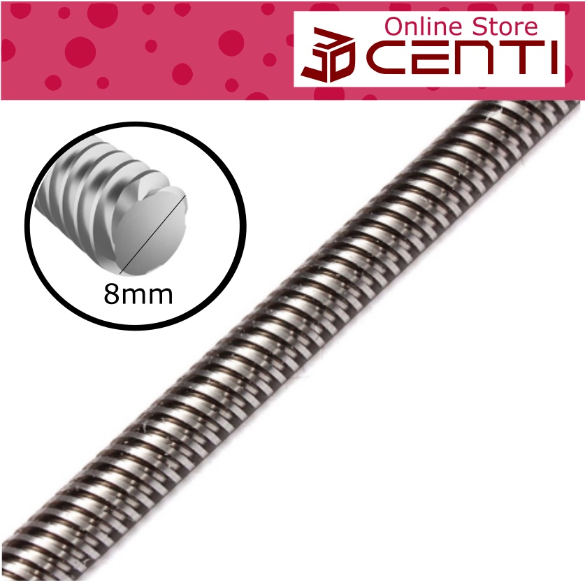 T8 8mm pitch 2mm lead 8mm Leadscrew lead screw 700mm 800mm 900mm 1000mm ...
