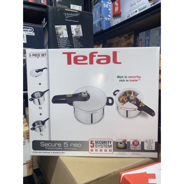 TEFAL PRESSURE COOKER Secure 5 Neo Stainless Steel FREE TEFAL