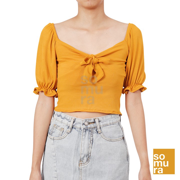 Ribbon tie with Sleeves Top (SSC252) | Shopee Philippines