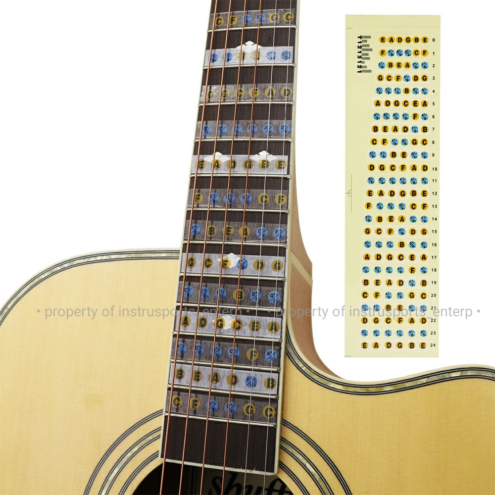 Guitar Acoustic Electric Fretboard Fret Map Note Map Scales Sticker for