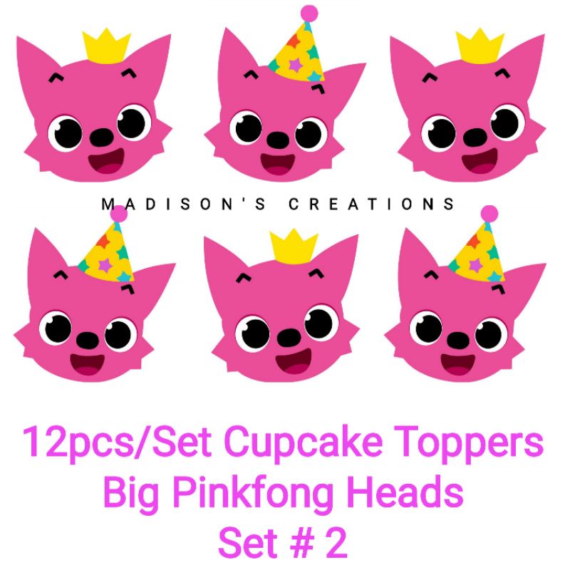 HOGI Pink Fong Party Cake Topper/Banner Backdrop Set (Personalize; High ...