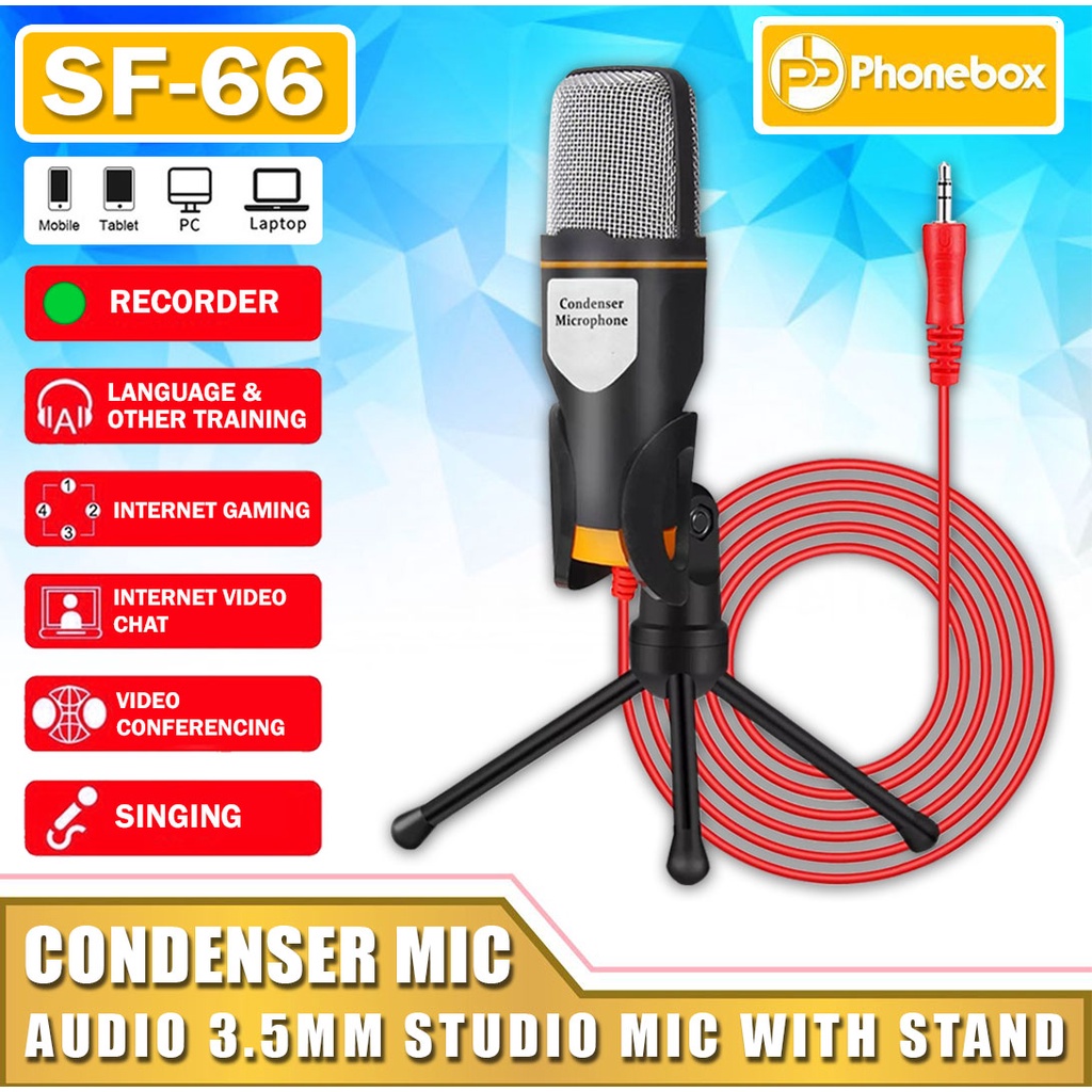 3.5mm Audio Wired Stereo Microphone SF666 Studio Recording Capacitor