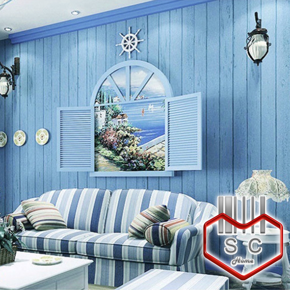 Wall Sticker Wood Planks Series Blue 45cmX10m Self Adhesive 3D