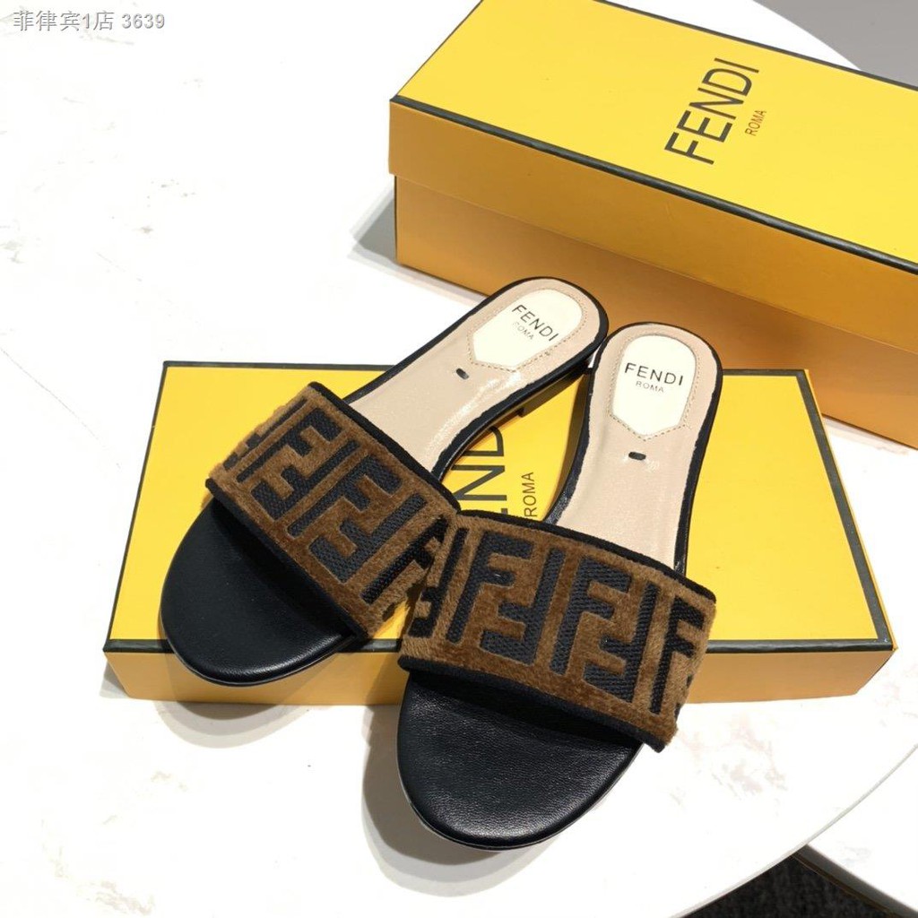 Philippines spot Fendi black and brown slippers Shopee Philippines