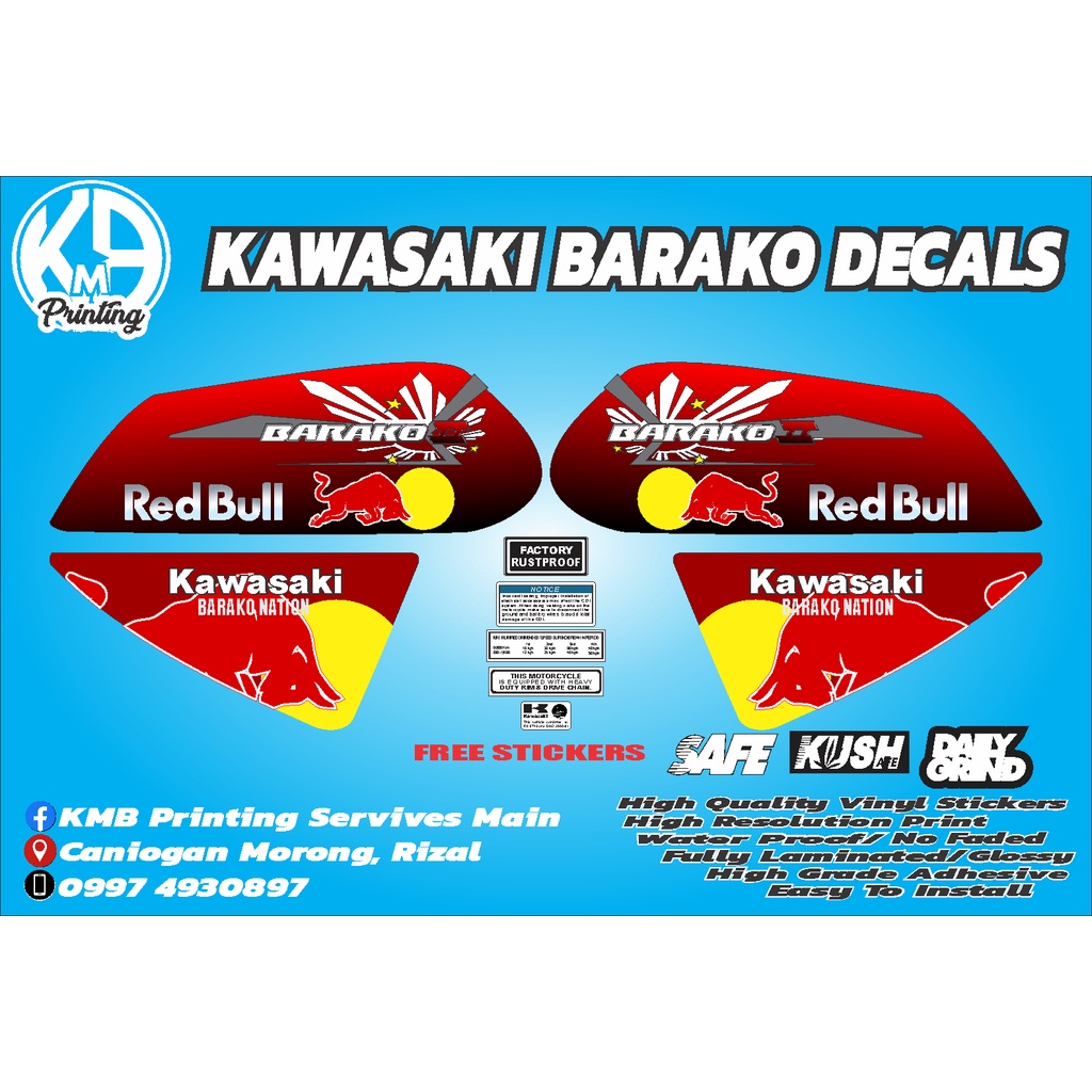 Kawasaki Barako 1 RedBull StickerDecals | Shopee Philippines