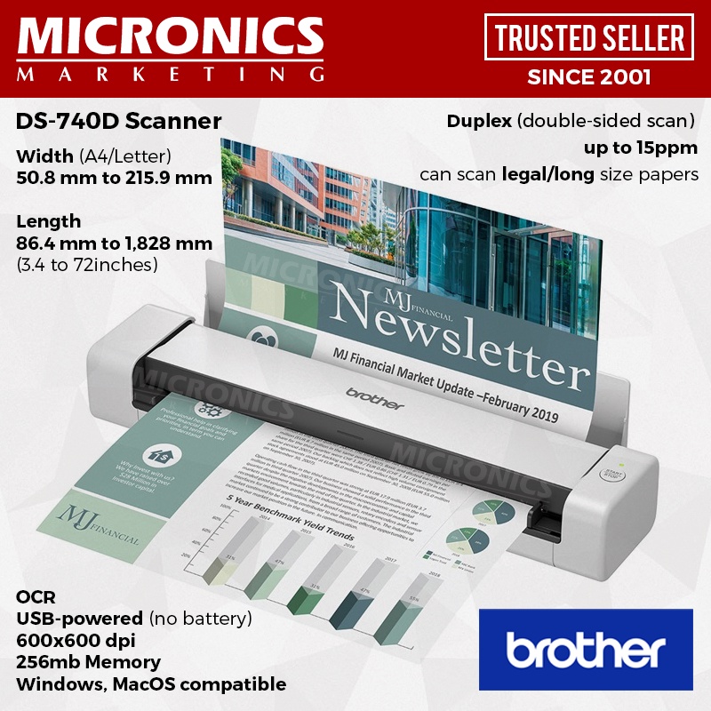 Brother DS740 Duplex Scanner USB Can scan Legal size paper Shopee