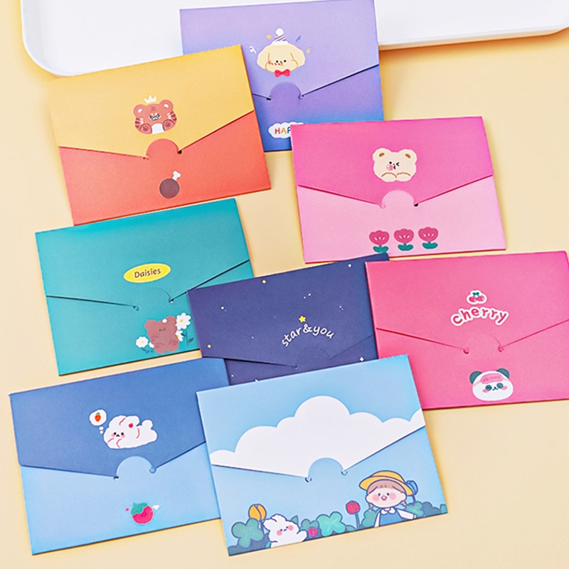 Cartoon Colorful Foldable Greeting Cards with Envelope Birthday Party ...