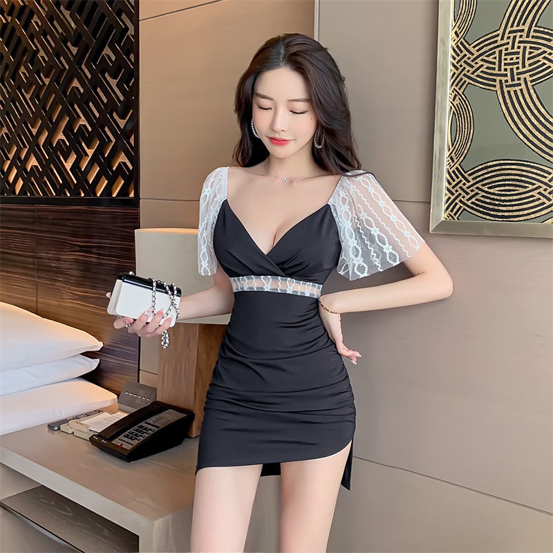 (French Original Design Works) Dress Summer Classy Women's Sexy Low-Cut ...