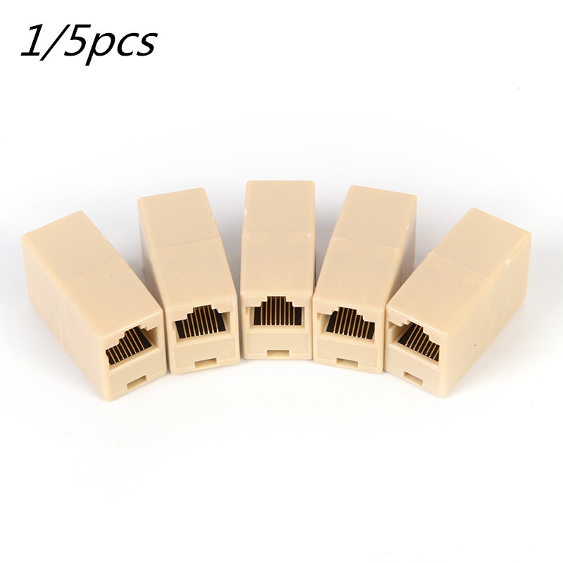 1 5pcs Network Ethernet Dual Straight Head Lan Cable Joiner Coupler Rj45 Cat 5 5e 6 6a Extender