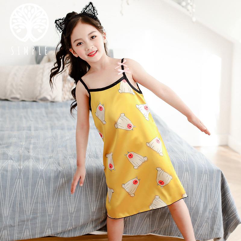 best 2020 girls dress silk pajamas girls clothing nightgowns girls ...