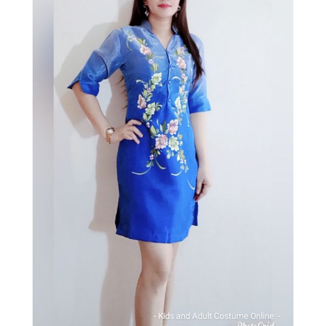 MODERN FILIPINIANA HAND PAINTED BARONG DRESS FOR WOMEN | Shopee Philippines