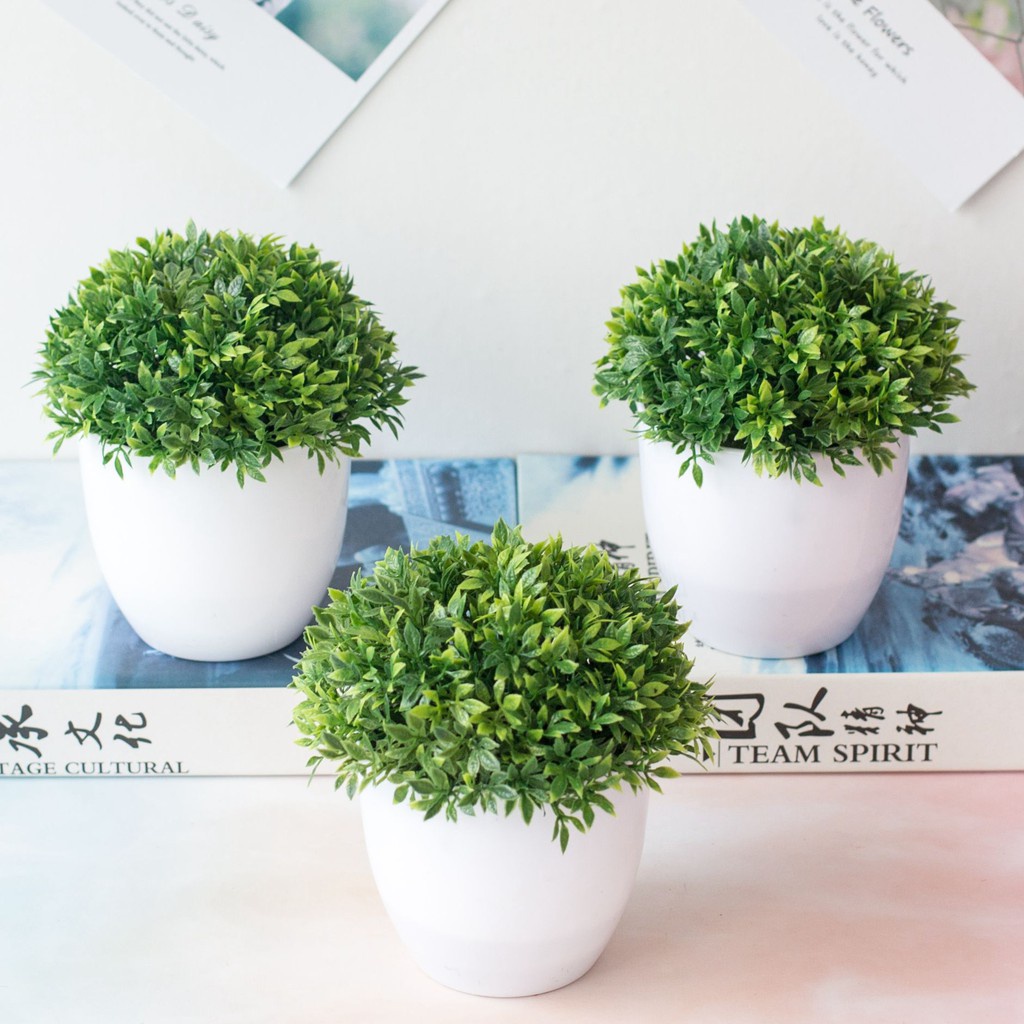 1Pc Artificial Grass flowers with plastic vase home decor Hanging Plant ...