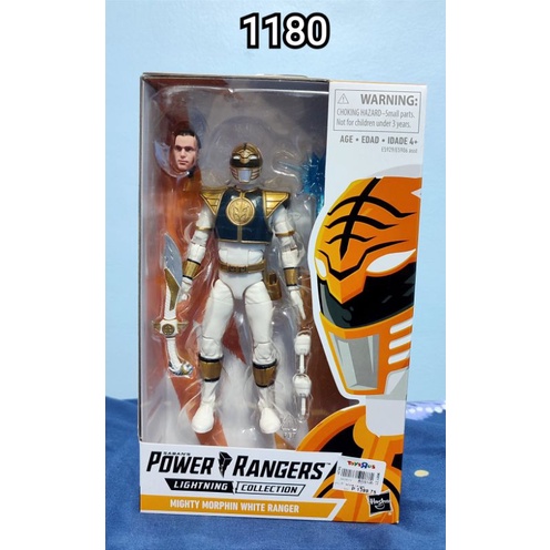Power Rangers Lightning Collection Mighty Morphin White Ranger Metallic, Figura 15,2 Cm, Con Accessori E Teste Intercambiabili