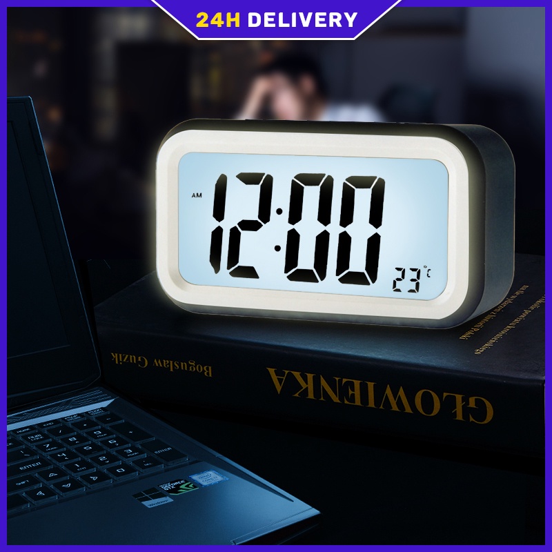 LED Table Clock Digital Alarm Snooze Display Time Night Light Desktop