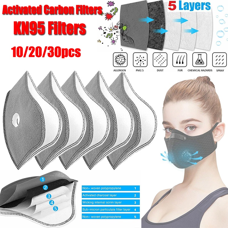 【Ready Stock】5/10/20/30pcs KN95 Filter Mask Activated Carbon Anti Dust ...