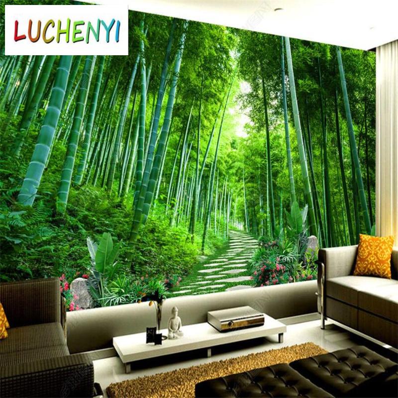 custom scenery adhesive living room wallpaper forest wallpaper home ...
