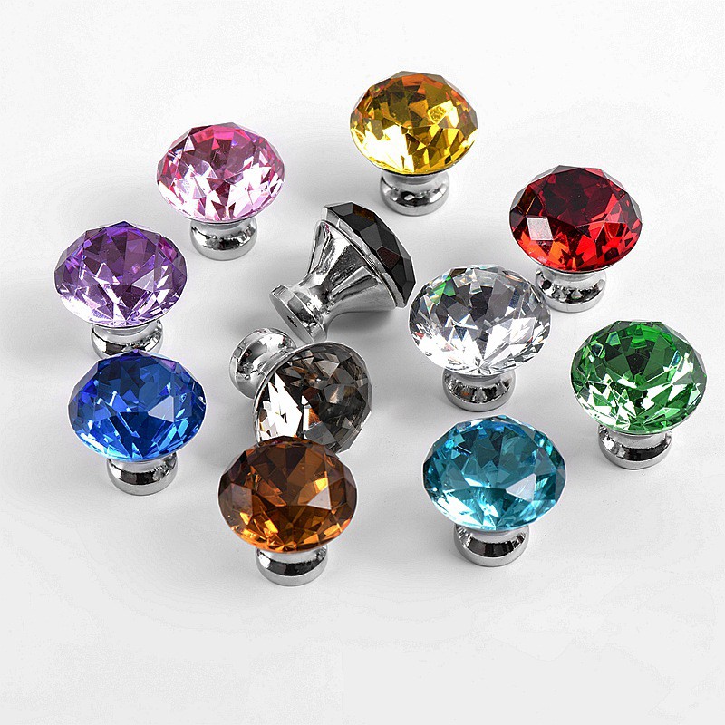(COD) 1pcs Diamond Shape Design Crystal Glass Knobs Cupboard Drawer ...
