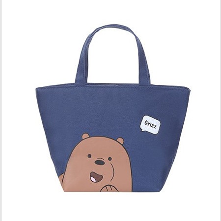 Miniso We Bare Bears Lunch Bag Black/Grey/Blue Insulated Bag