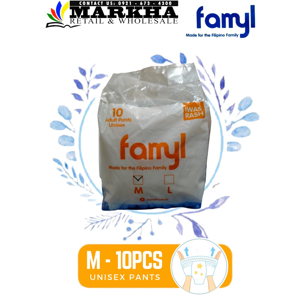 FAMYL ADULT DIAPER (PANTS TAPE) x 10pcs