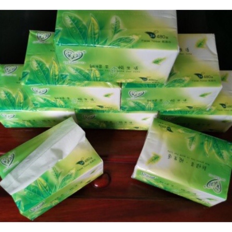 480 sheets x 8 Packs) Organic green tea Facial Tissue Paper towel 3 ply ...