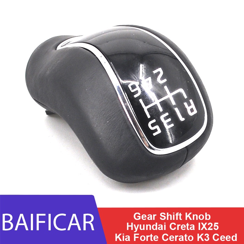 Baificar Leather Manual Stick Gear Shift Knob Lever Shifter 6 Speed For