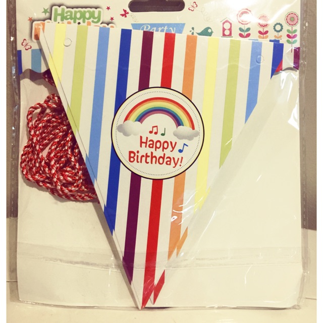 Rainbow happpy birthday flaglets (12 flags w/ string) 6